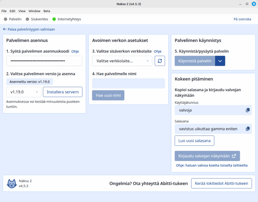 Avoimen verkon asetukset