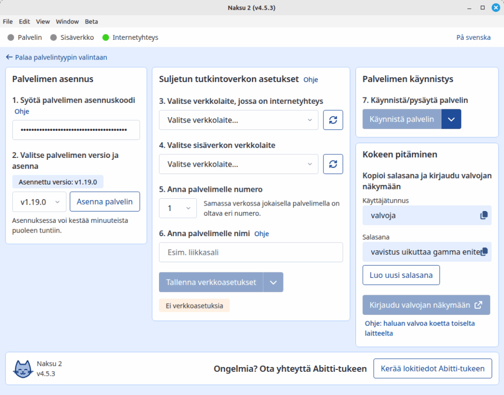 Suljetun tutkintoverkon asetukset