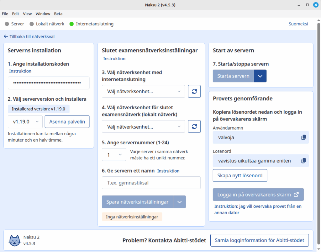 Konfiguration med slutet examensnät