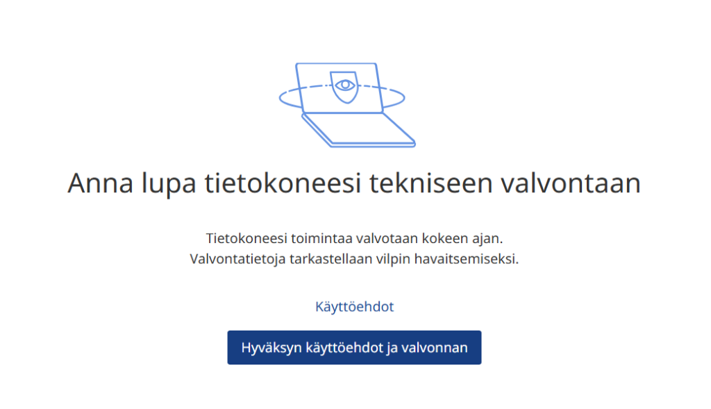kuvakaappaus valvonnan hyväksymisestä